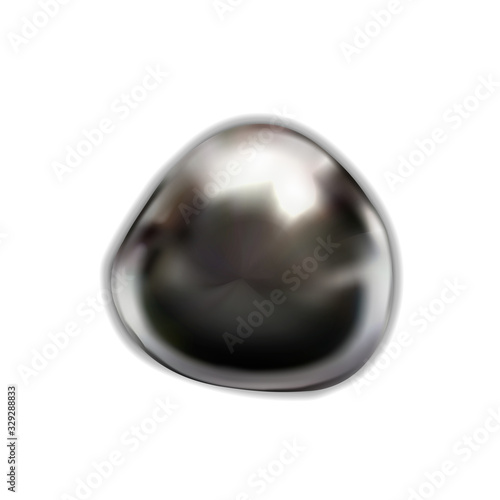Glossy liquid metal drop isolated on white