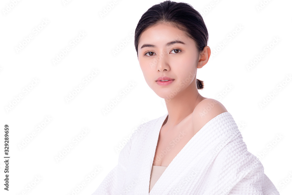 Portrait beautiful young asian woman clean fresh bare skin concept. Asian girl beauty face skincare and health wellness, Facial treatment, Perfect skin, Natural make up. Isolated on white background. Portrait beautiful young asian woman clean fresh bare skin concept. Asian girl beauty face skincare and health wellness, Facial treatment, Perfect skin, Natural make up. Isolated on white background.