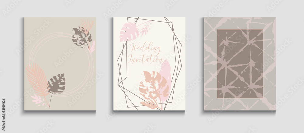 Abstract Vintage Vector Banners Set. Hand Drawn Hipster Background. 