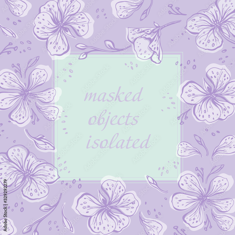 Decorative background Flower meadow. Vector isolated elements for your design. Web banner. Masked objects isolated. Wedding invitation, Valentines day, birthday cards. EPS 10 Decorative background Flower meadow. Vector isolated elements for your design. Web banner. Masked objects isolated. Wedding invitation, Valentines day, birthday cards. EPS 10