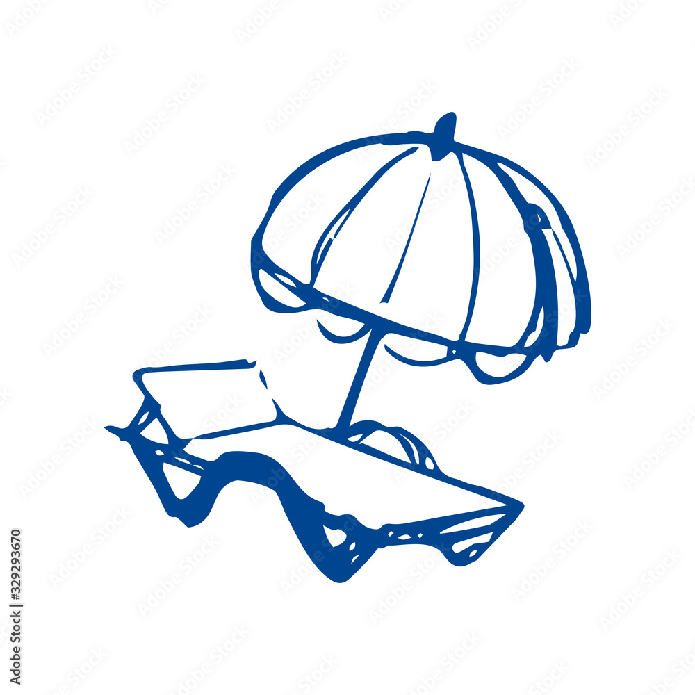 Chaise longue logo sketch. Beach summer icon. Chaise longue logo sketch. Beach summer icon.