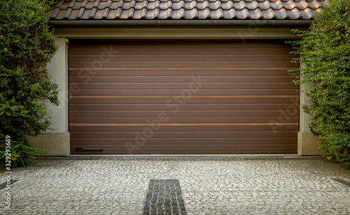 Modern automatic car garage door photo