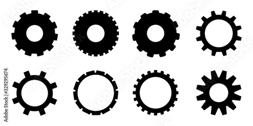 Gear icon, set of gears icons, gears border graphics vector illustration on white background