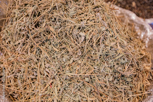 Dried grass of directness and seasonings sold in Asian markets.