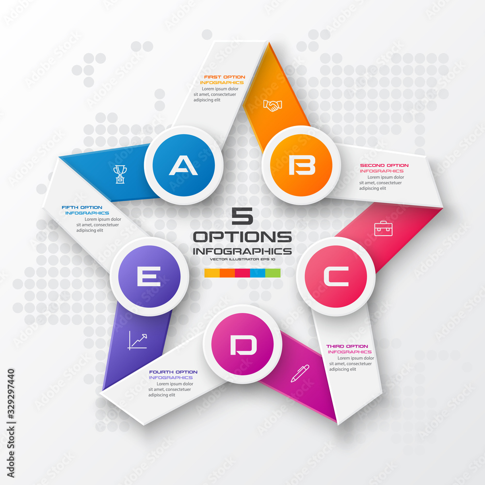 Vector star for infographic,Business concept with 5 options. Vector star for infographic,Business concept with 5 options.