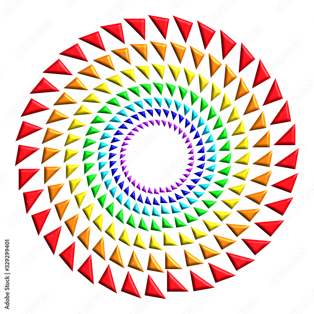 Motif circulaire à base de triangles isocèles multicolores