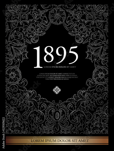 Vintage wine label with floral frame. Vector layered