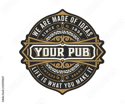 Vintage Pub logo. Vector layered
