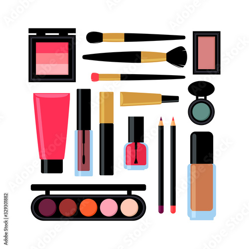 set of diiferent cosmetic products