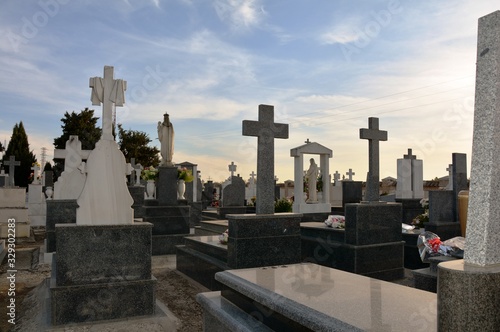 statues and graveyards in cemetery