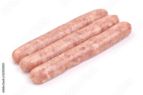 Raw sausages for grill, isolated on white background