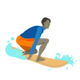 vector illustration of a man with surfboard