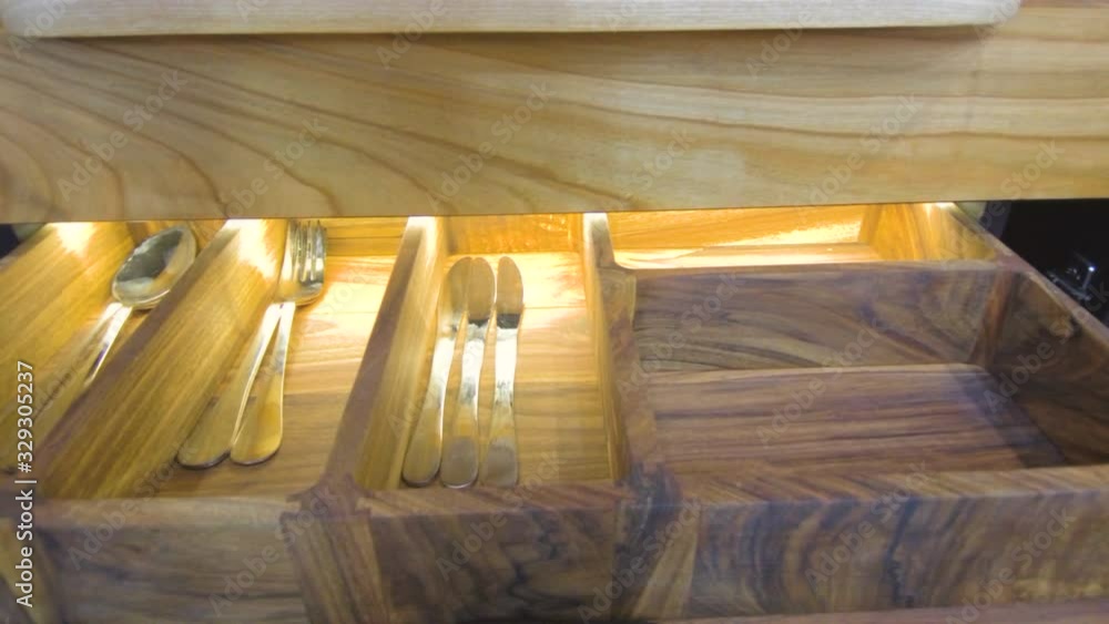 Kitchen items for cooking. Table with shelves. Kitchen items for cooking. Table with shelves.