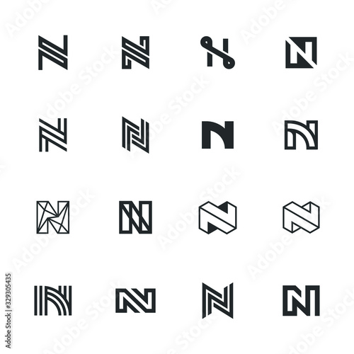 Letter N Logo Set Collection Lettermark Monogram - Typeface Type Emblem Character Trademark