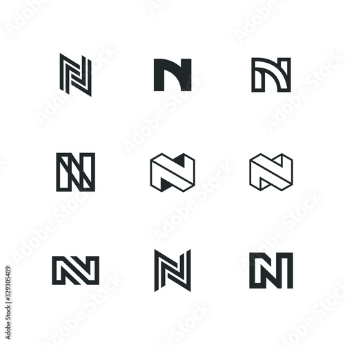 Letter N Logo Set Collection Lettermark Monogram - Typeface Type Emblem Character Trademark