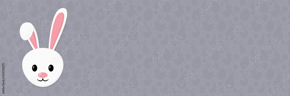 Obraz premium Easter background with happy bunny. Template of banner. Vector