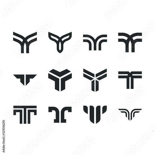 Letter T Logo Set Collection Lettermark Monogram - Typeface Type Emblem Character Trademark