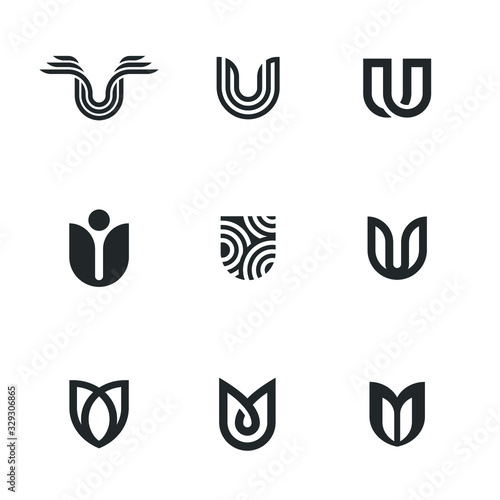 Fototapeta Naklejka Na Ścianę i Meble -  Letter U Logo Set Collection Lettermark Monogram - Typeface Type Emblem Character Trademark