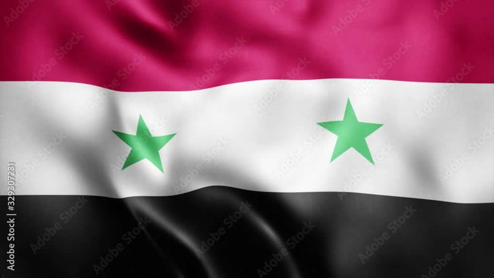 Loop animation of Photo Realistic fabric waving flag of Syria Ultra HD 4K Syrian National Flag Loop animation of Photo Realistic fabric waving flag of Syria Ultra HD 4K Syrian National Flag