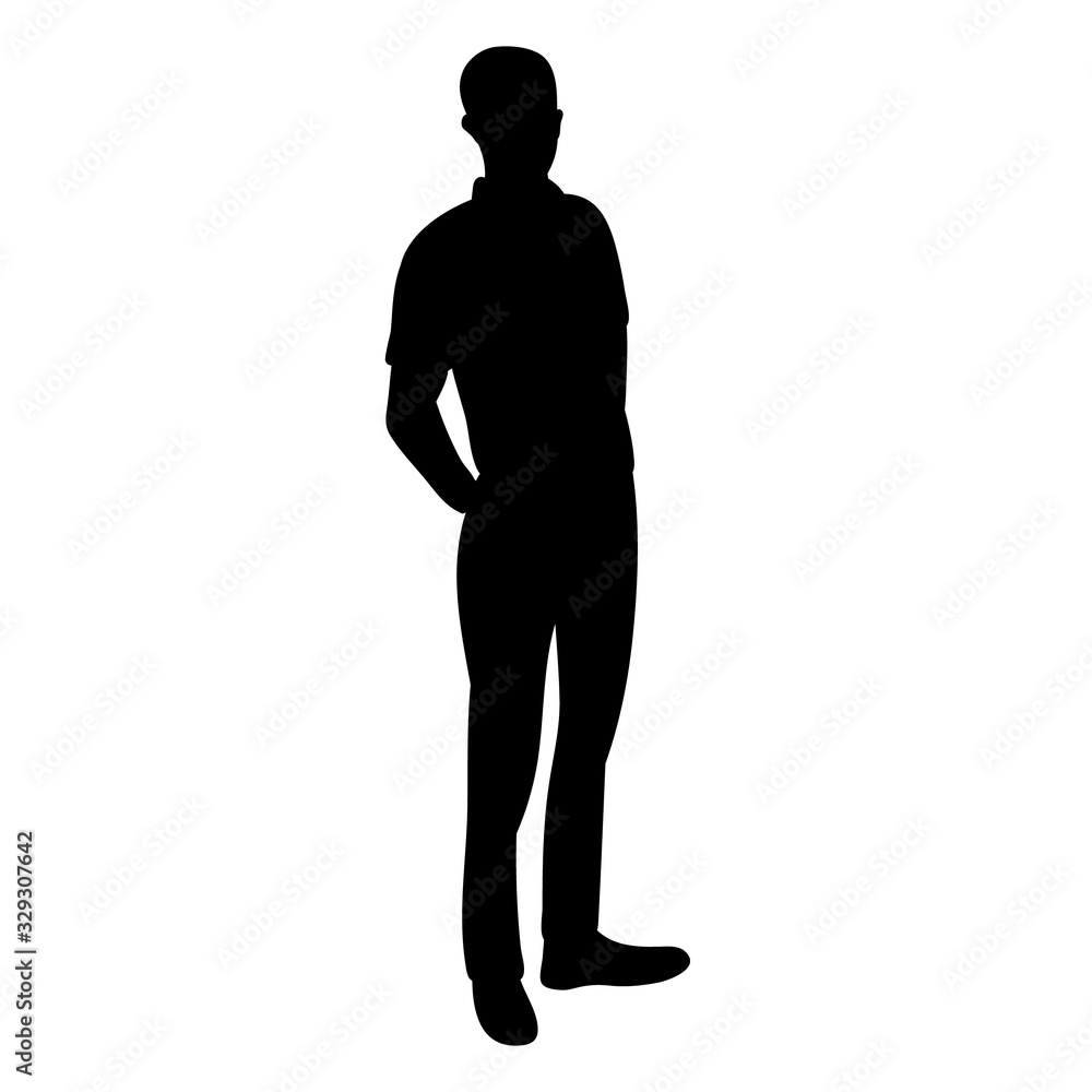 vector, isolated, black silhouette man businessman