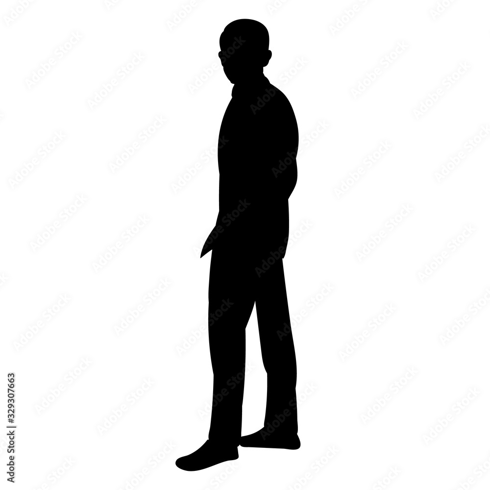 isolated, black silhouette man businessman