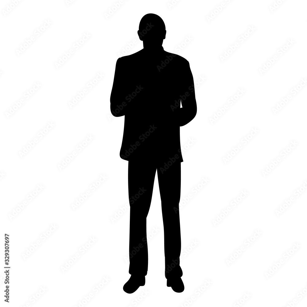 isolated, black silhouette man businessman