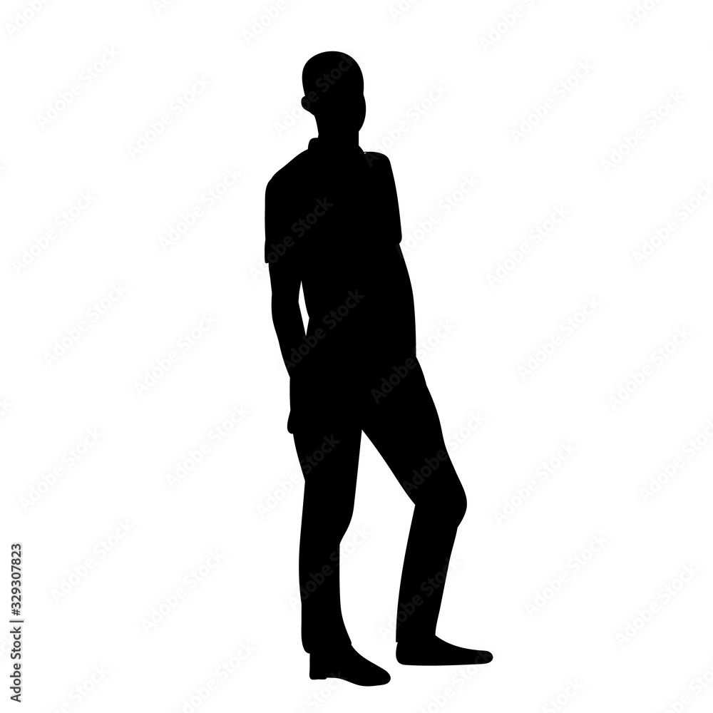 Fototapeta premium isolated, black silhouette man, guy stands alone