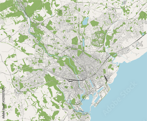 map of the city of Cardiff, South Glamorgan, Wales ,UK