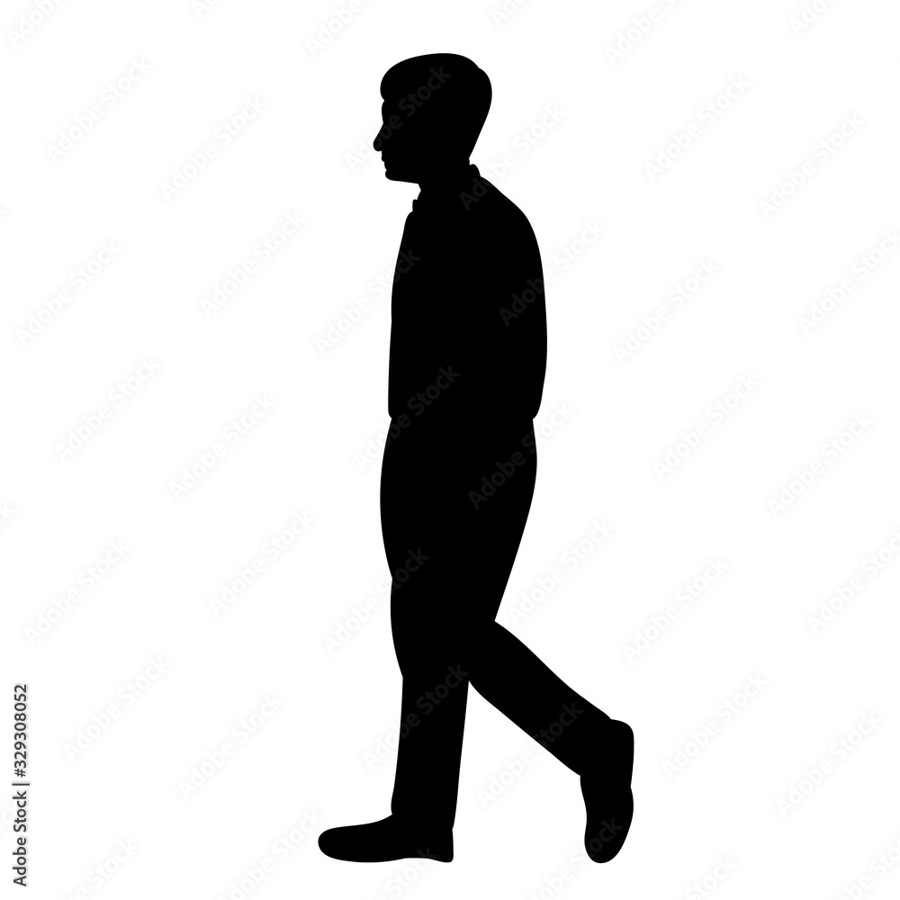Fototapeta premium isolated, black silhouette man is walking