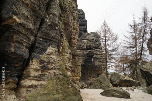 Beautiful sandstone formation Tyssa Walls at Tisa, Usti nad Labem, Czechia 
