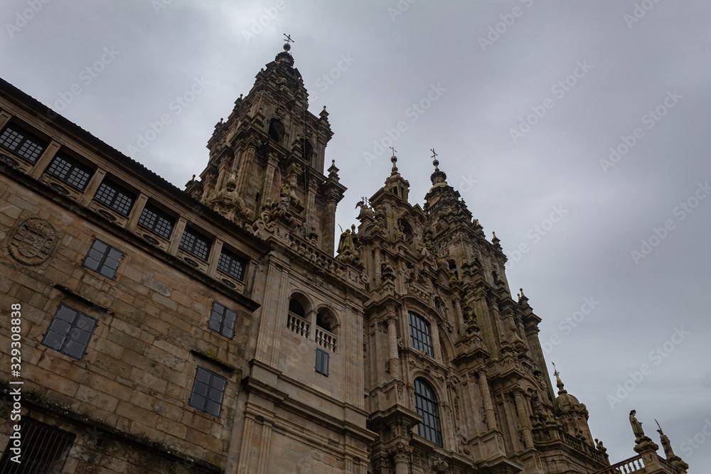 Santiago de Compostela Cathedral on cloudy day