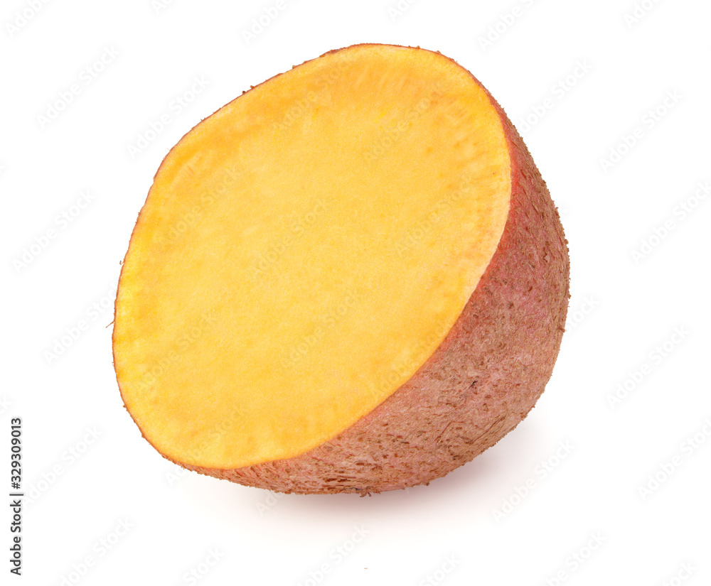 sliced sweet potatoes isolated on white background sliced sweet potatoes isolated on white background
