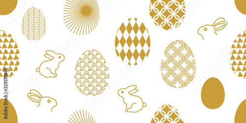 Seamless pattern with eggs and rabbits.