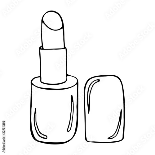 Vector hand drawn Lipstick outline doodle icon. Lipstick sketch illustration for print.