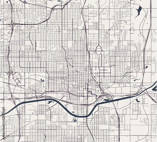 map of the city of Oklahoma, Oklahoma City, USA