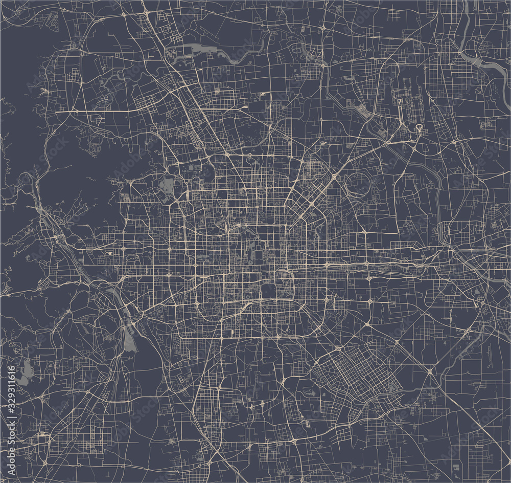 Fototapeta map of the city of Beijing, China