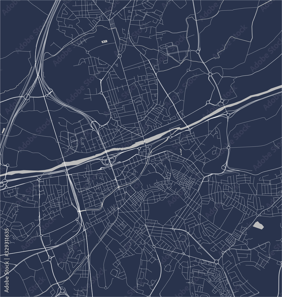 Fototapeta map of the city of Perpignan, France