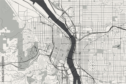 map of the city of Portland, Oregon, USA
