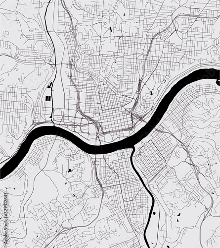 map of the city of Cincinnati, State Ohio, USA, , and is the government seat of Hamilton County