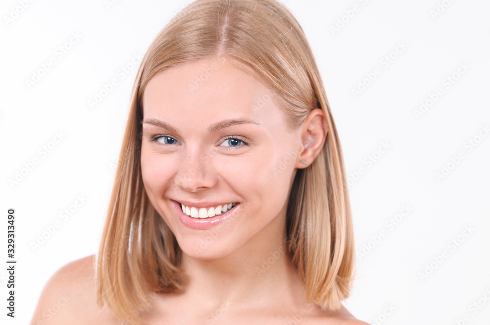 Pretty smiling joyfully female with blonde hair Pretty smiling joyfully female with blonde hair