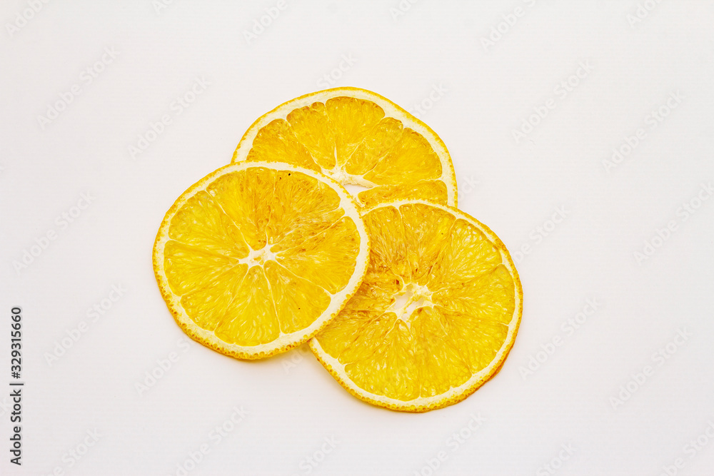 Dried slices of orange isolated on white background Dried slices of orange isolated on white background