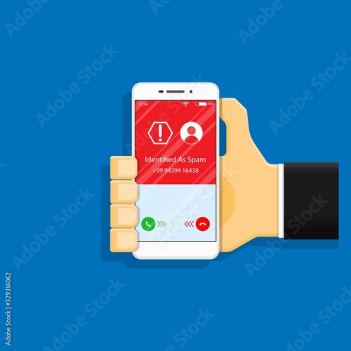 Spam call phone protection protect risk safety secure software spyware technology threat virus warning cell hang up incoming screen communication
