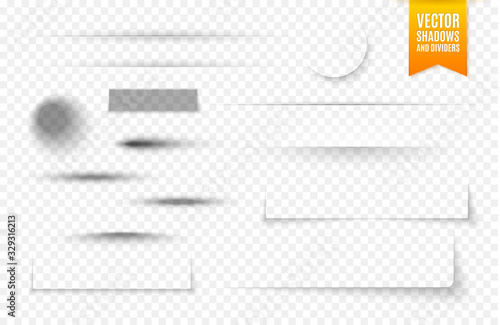 Set Of Round And Square Shadows And Dividers With Transparency For Your Design. Vector Illustration 