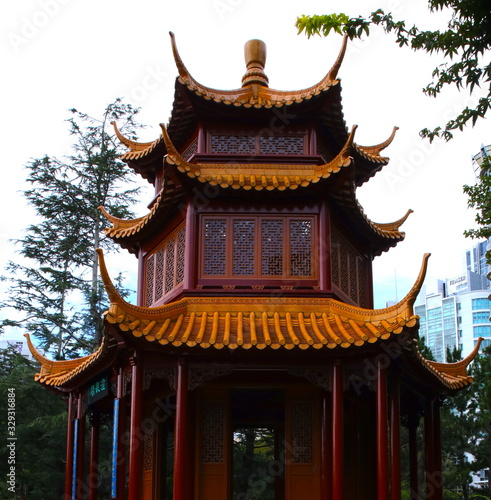 Chinese architecture in a Park in Sydney NSW Australia 