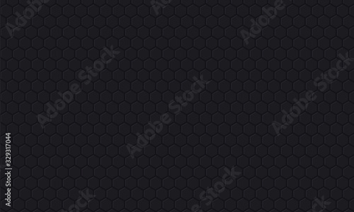 Black background. Dark hexagonal texture grid. Black steel texture metal background. Web design template vector illustration EPS 10.