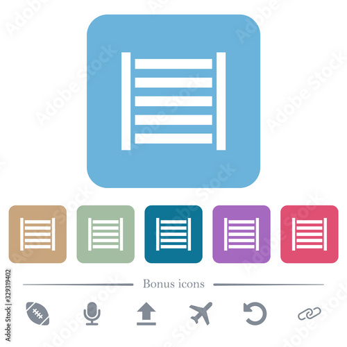Railway flat icons on color rounded square backgrounds