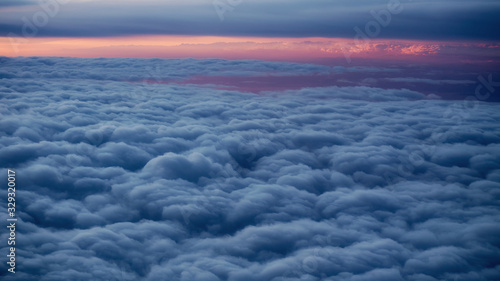 Sea of clouds in the morning surise from an airplane