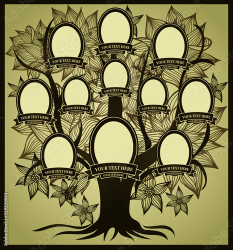 Vector family tree background illustration. Genealogy template. 