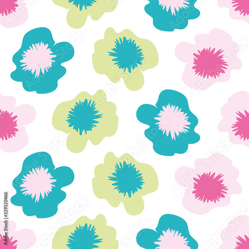 Tropical flower seamless vector pattern background. Hand drawn blooms exotic backdrop. Modern bright floral illustration. Exotic hot summer all over print for vacation and wedding resort concept.