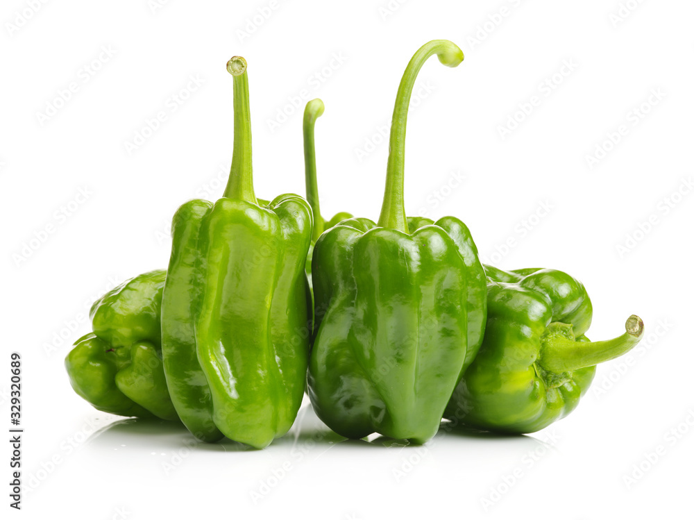 fresh green bell pepper (capsicum) on a white background fresh green bell pepper (capsicum) on a white background